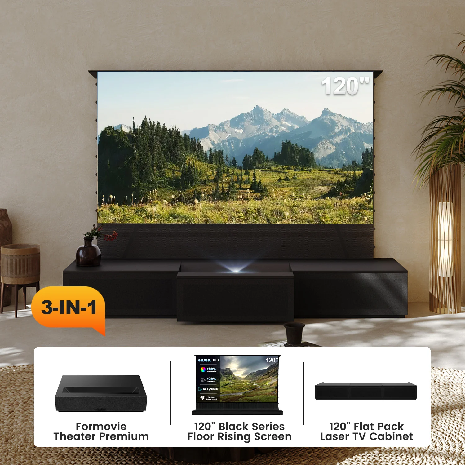 (Bundle) Formovie Theater Premium + Black Series Motorized ALR Screen + Flat Pack Laser TV Cabinet - Image 17