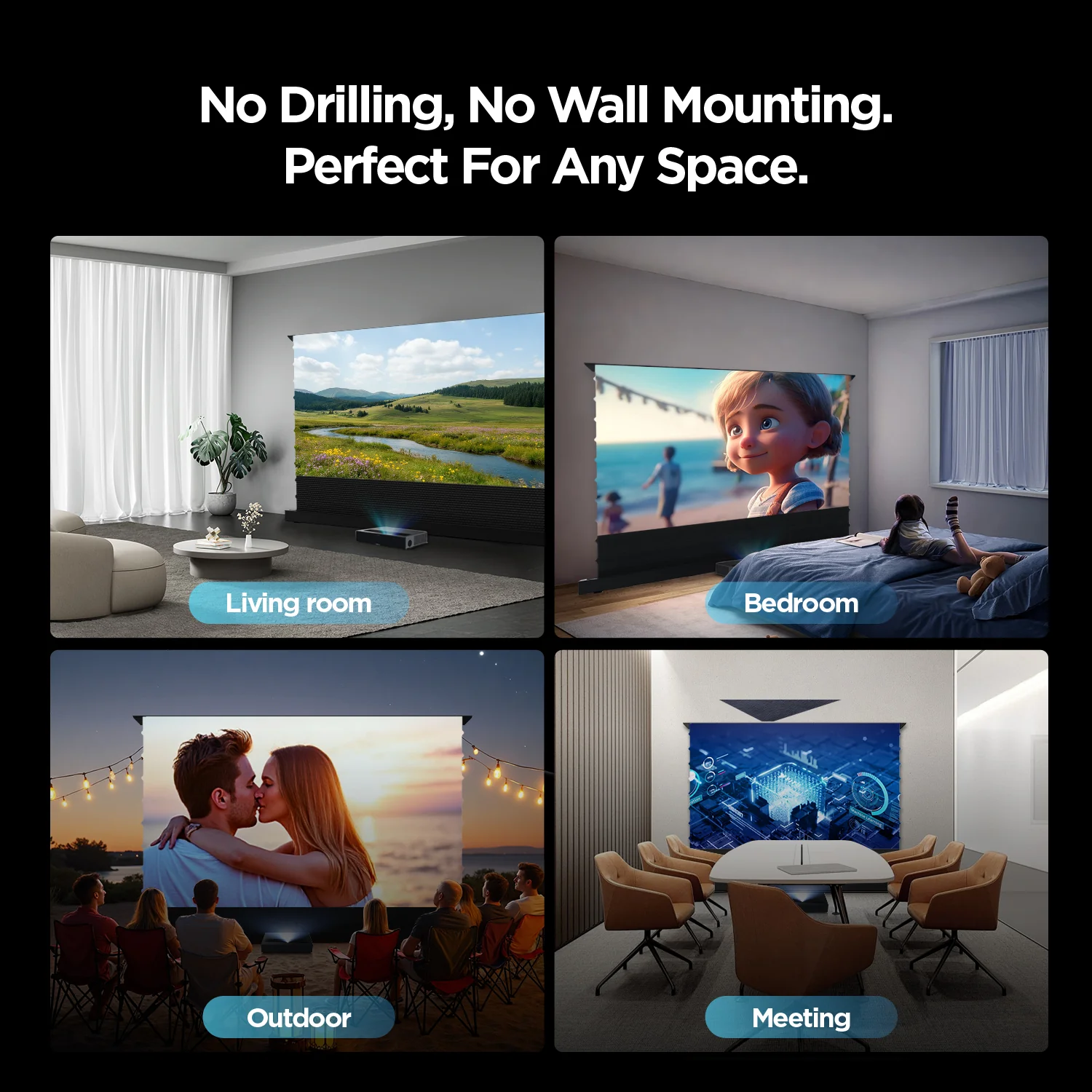 84''-130'' NothingProjector Black Series 95% ALR Motorized Floor Rising Screen For Ultra Short Throw Projector - Image 10