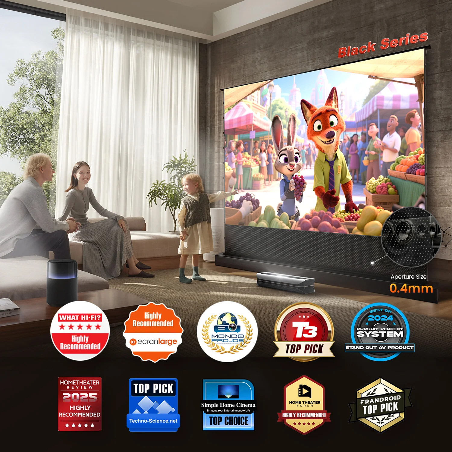 84''-130'' NothingProjector Black Series 95% ALR Motorized Floor Rising Screen For Ultra Short Throw Projector - Image 16