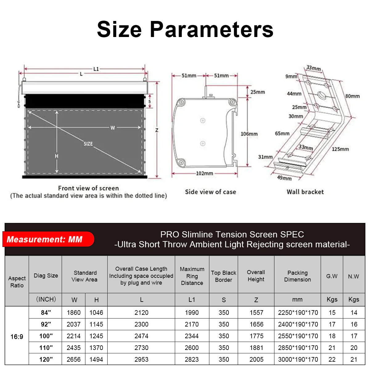 VIVIDSTORM PRO Slimline Motorized Tension Drop Down UST ALR Projector Screen - Image 17